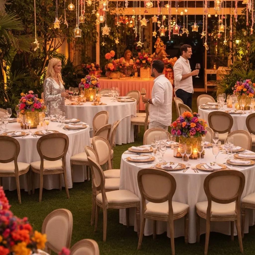 Elegant outdoor party setup with tables and decorations for a successful event